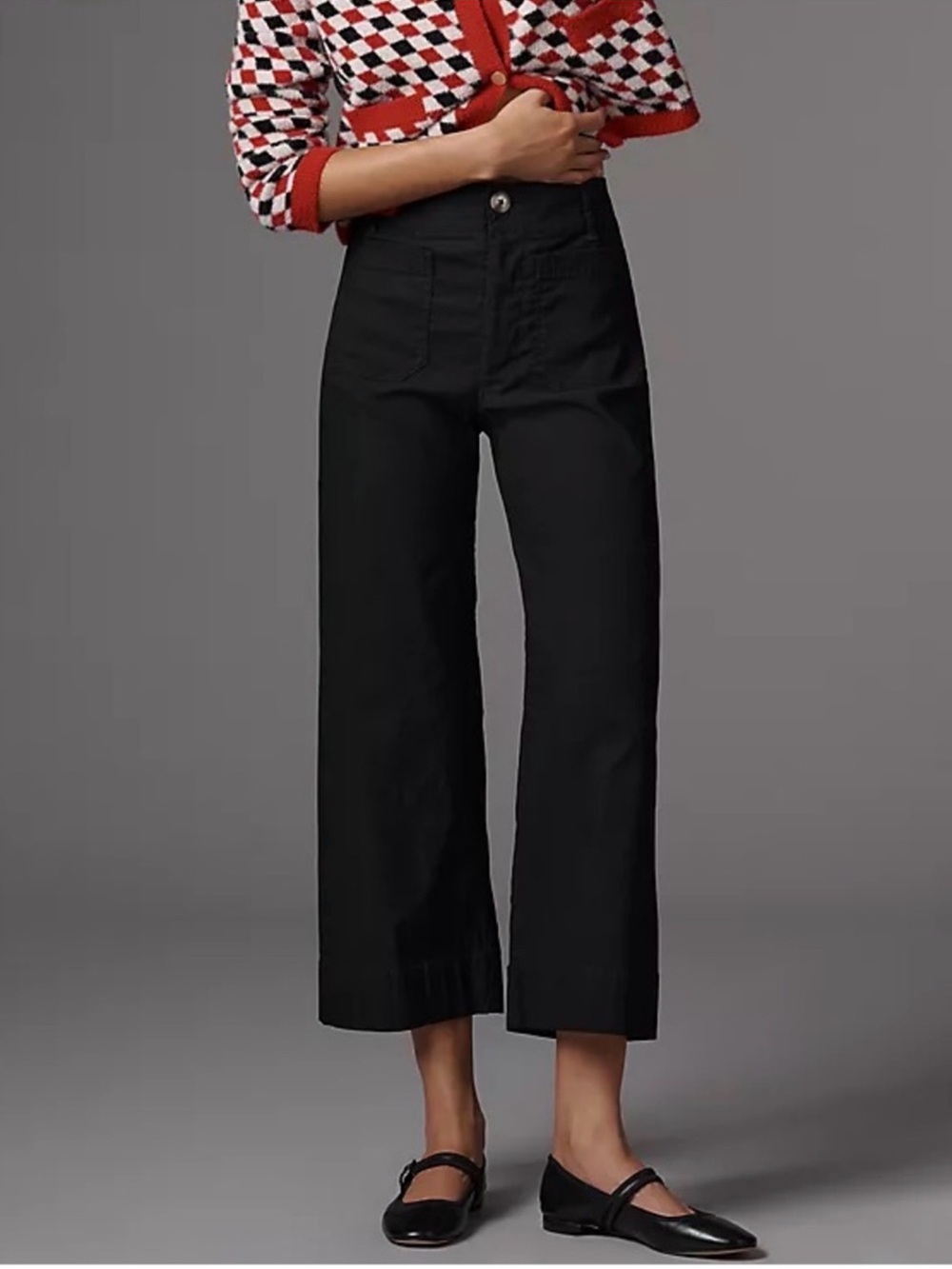 Maeve The Collette Black European Linen Stretch Wide leg Pants 28